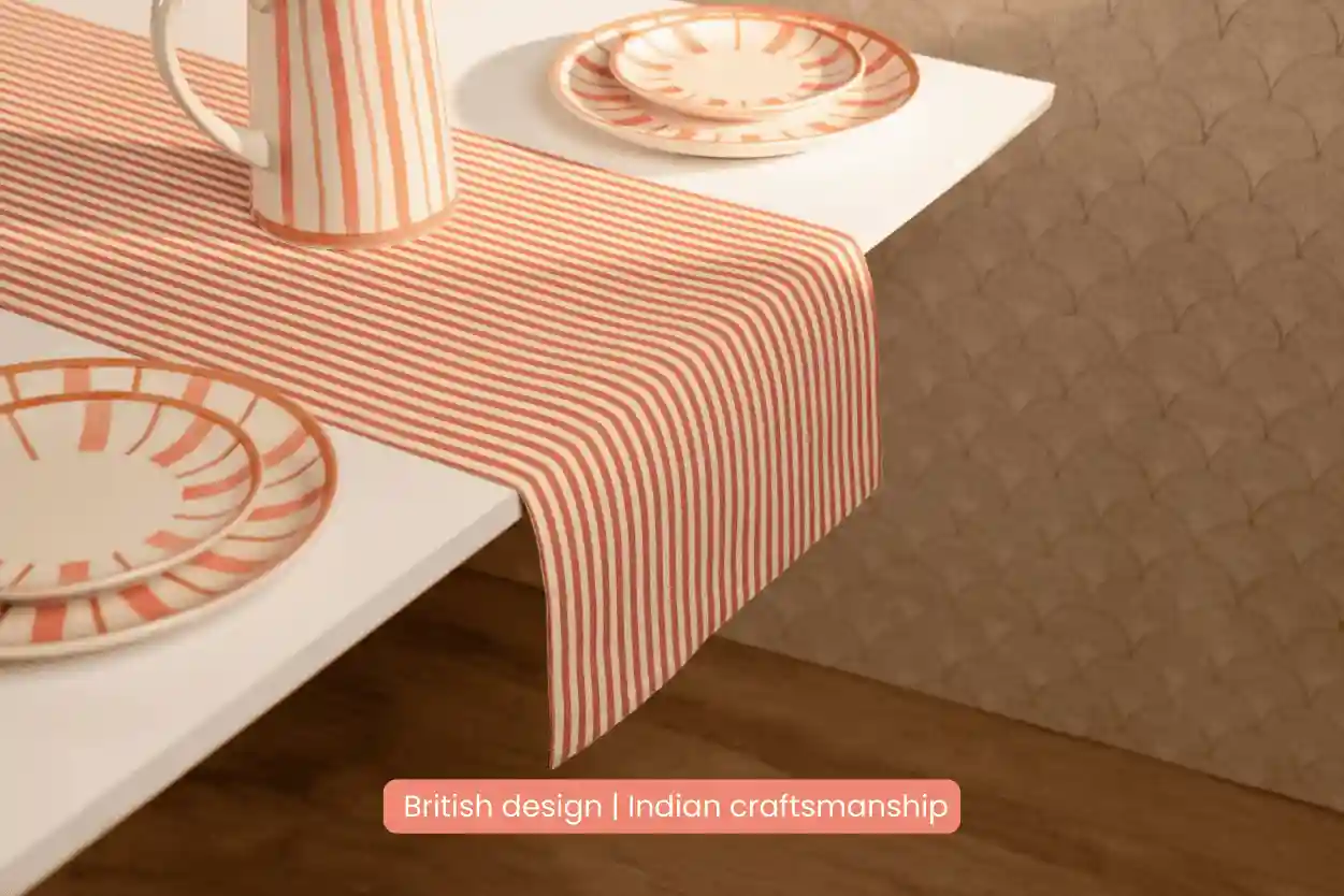 Striped 100% Cotton Everyday Reusable Table Runner | Beautiful Rose 