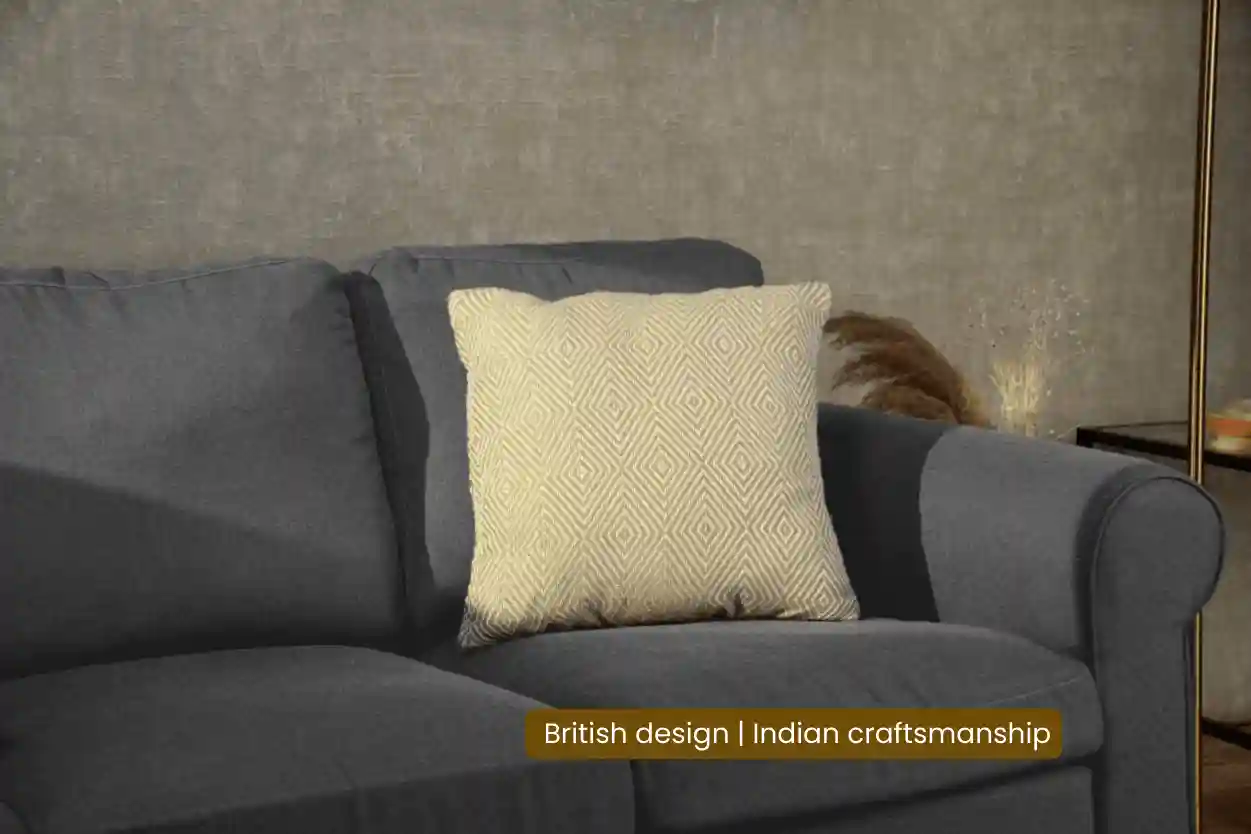 Diamond Green Handwoven Cushion Recycled Plastic (with Pad) 