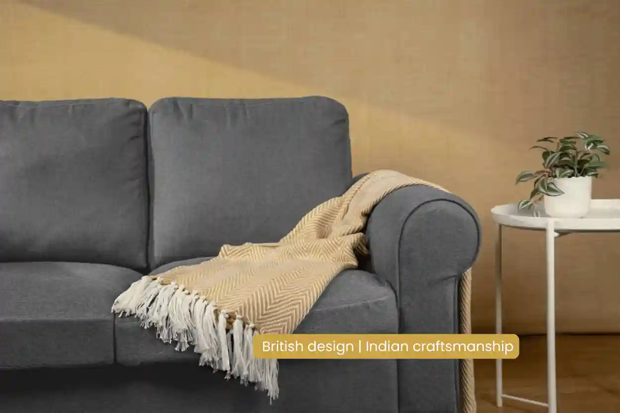 Chevron Ochre Handwoven Throw Recycled Plastic Bottles 