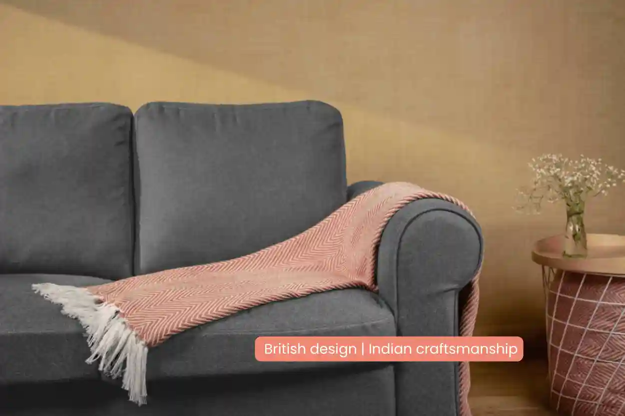 Chevron Rose Handwoven Throw Recycled Plastic Bottles 