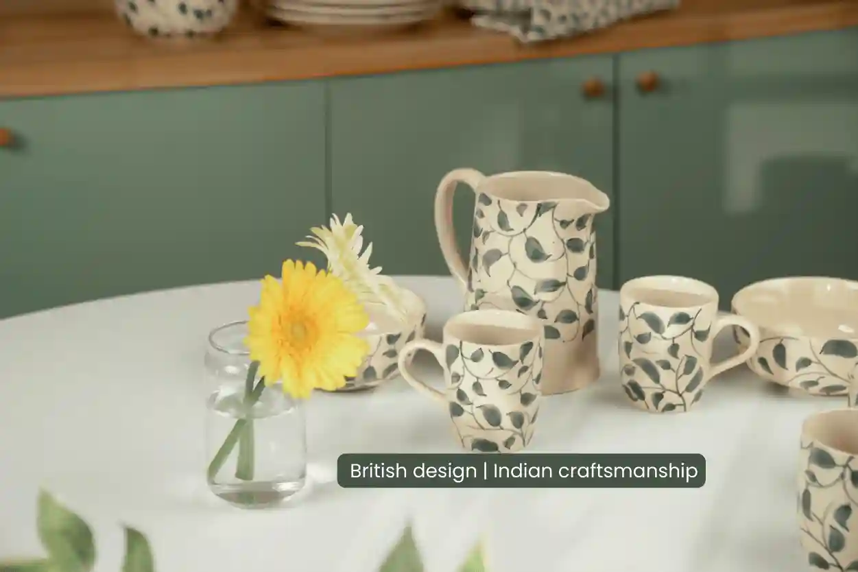 Scroll Handmade & Hand Painted Stoneware Jug 1500ml | Lovable Blue 