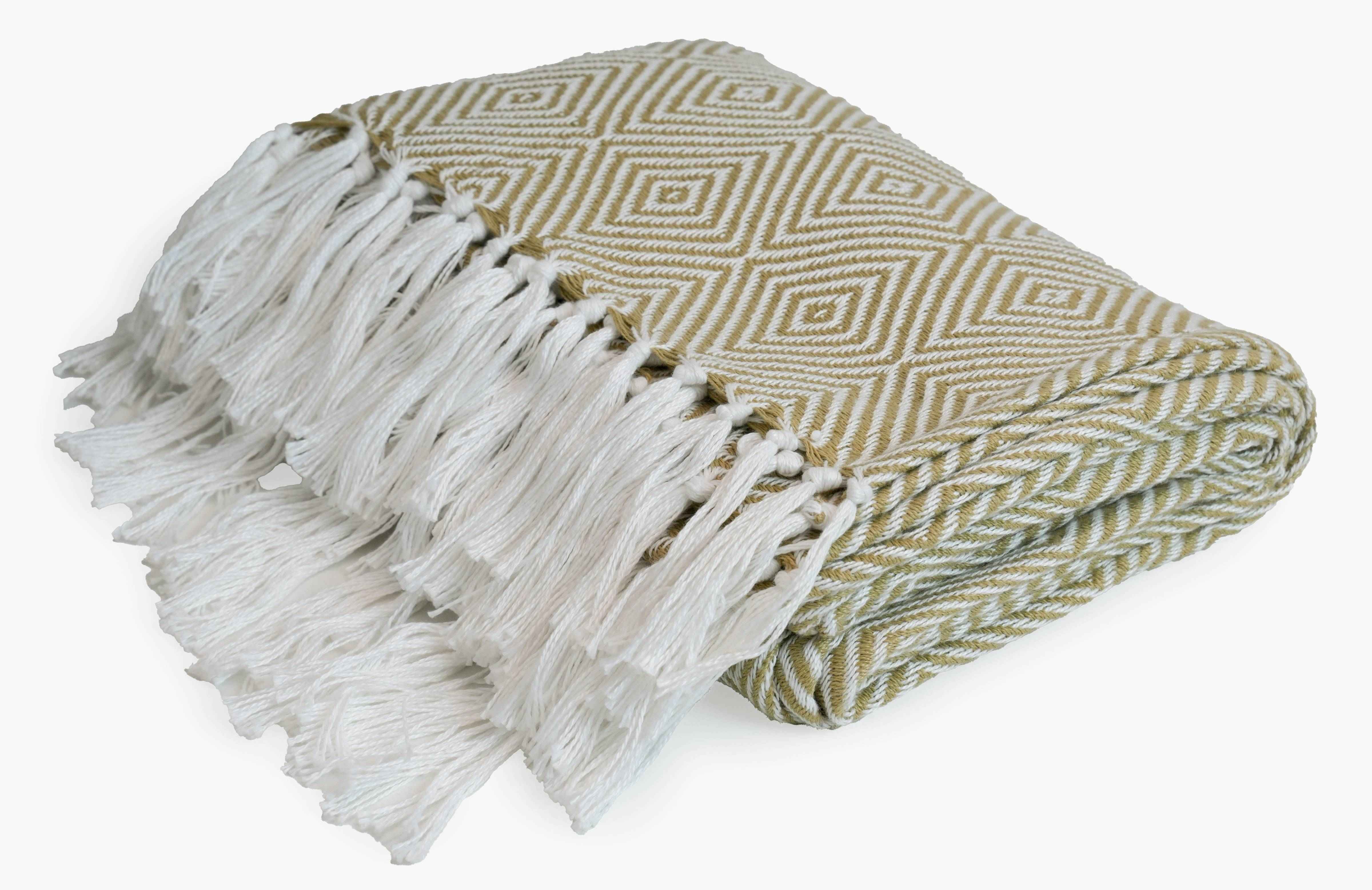 Diamond Green Handwoven Throw Recycled Plastic Bottles 